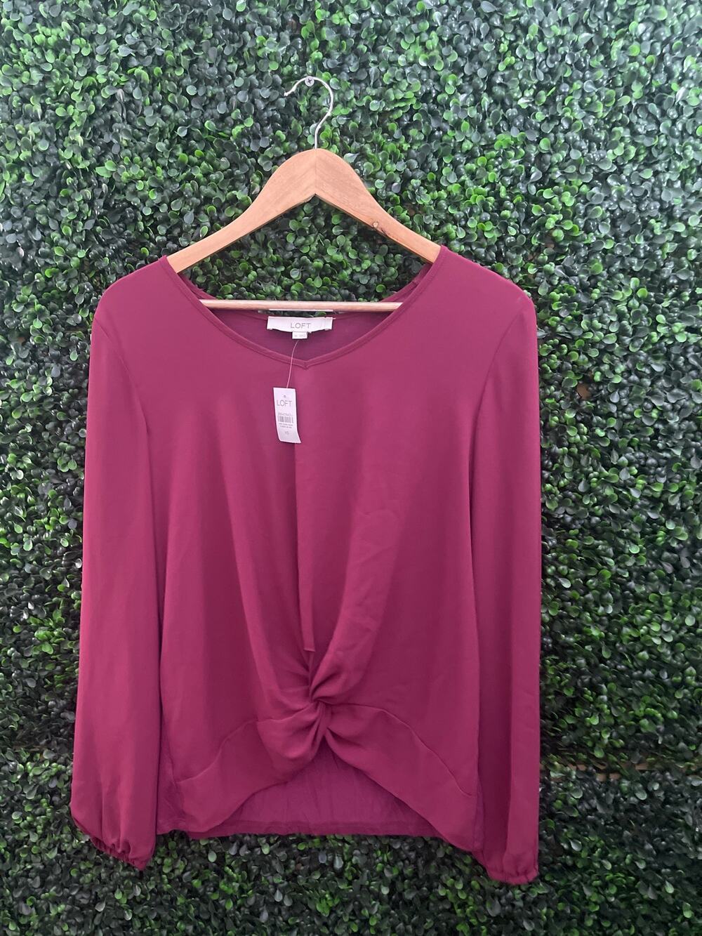 NWT Loft, Long Sleeve, Burgundy Blouse, Women’s Size XS